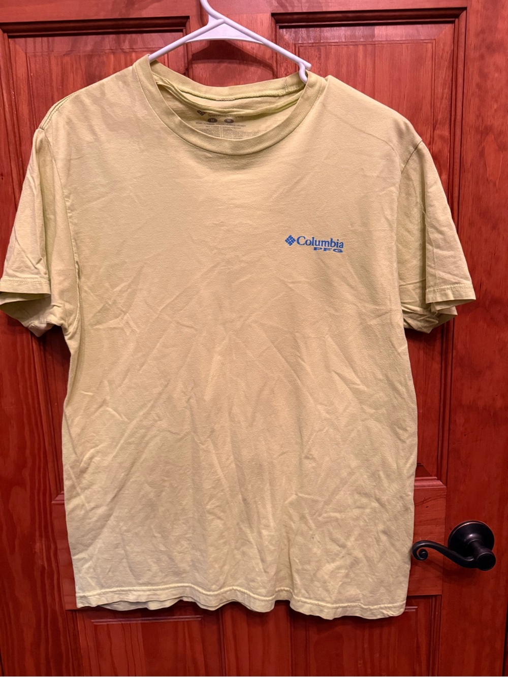 Columbia Men’s Short-Sleeve Tee in Olive Green with Blue Logo